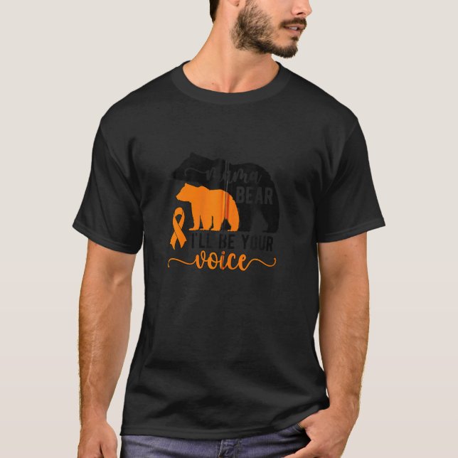 T-shirt Maman Leucémie Ours Maman D'Une Leucémie Guerrière (Devant)