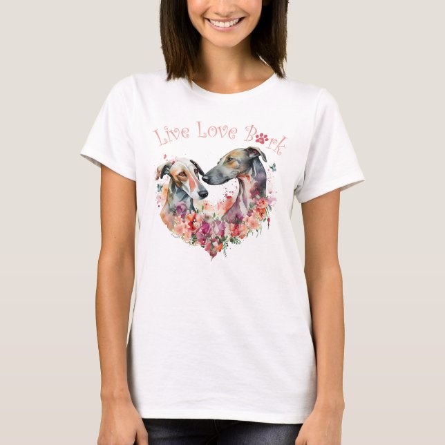 T-shirt Maman lévrier floral (Devant)
