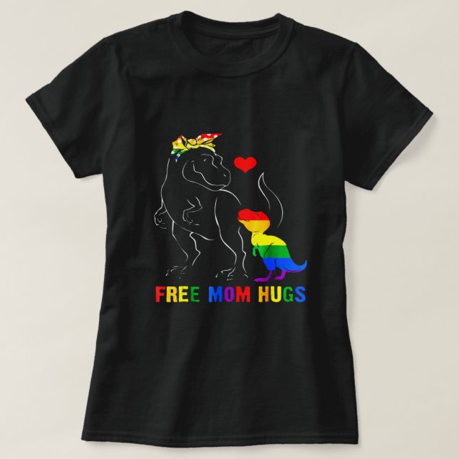 T-shirt Maman Libre Hugs Dino T-Rex Dinosaur Mama (Design devant)