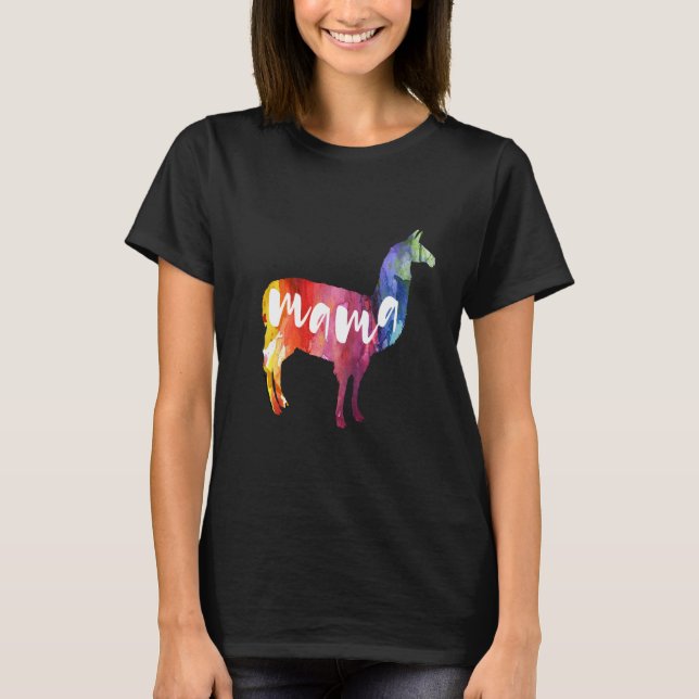T-shirt Maman Llama. Art d'aquarelle (Devant)