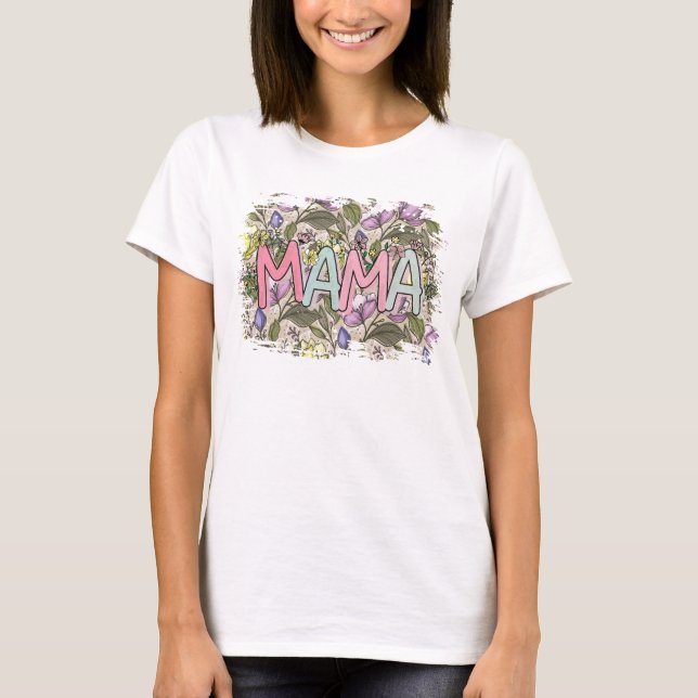 T-shirt maman maman cadeau de fleur rétro pour maman (Devant)