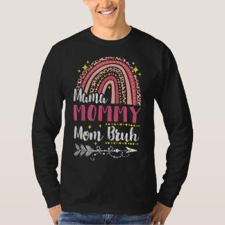 T-shirt Maman Maman Maman Bruh Arc-En-Ciel Rose Léopard Ma