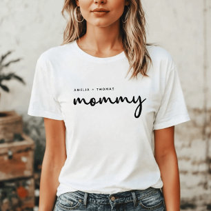 T-shirt Maman Maman minimaliste moderne Noms d'enfants