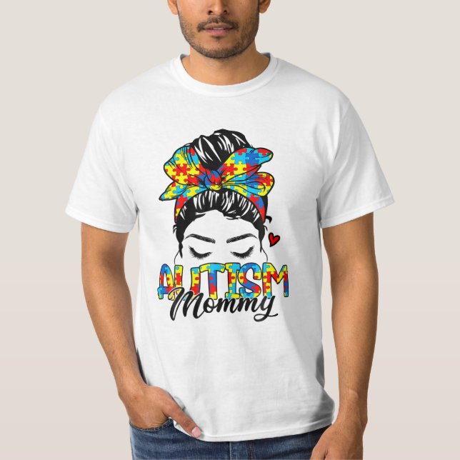 T-shirt Maman Messy Bun Autisme (Devant)
