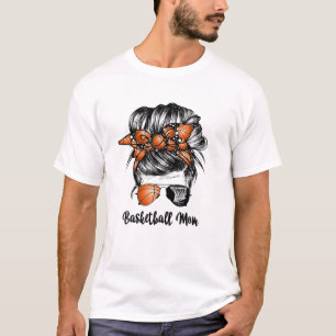 T-shirt Maman Messy Bun Fier Mama Basketball Sun