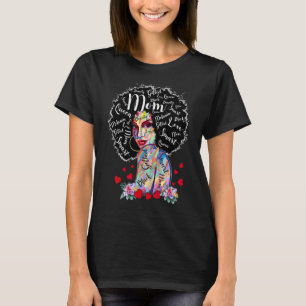 T-shirt Maman mignonne Afro Africaine Américaine Fleurs Mo