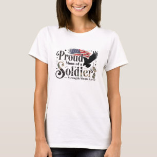 T-shirt Maman militaire fière Art de fierté de soldat