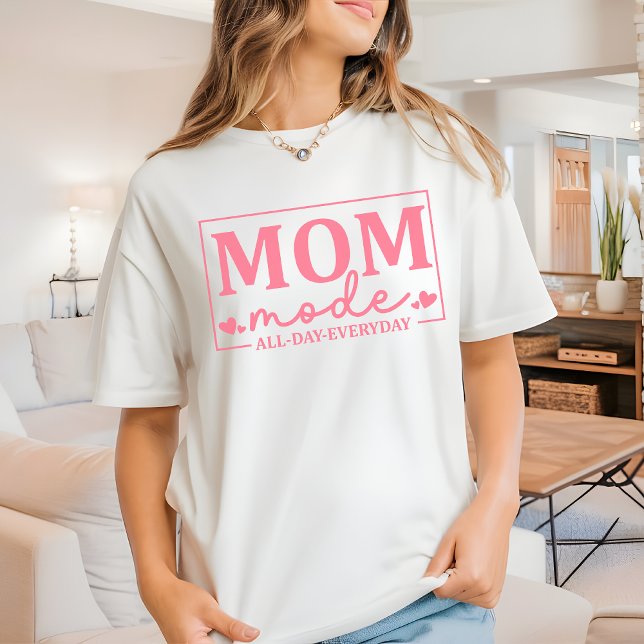 T-shirt Maman Mode Toute la journée Chemise de tous les jo (mom mode shirt, mom mode all day everyday, mama t-shirt, pink mom shirt, mothers day gift)