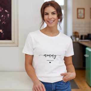 T-shirt Maman Moderne Maman Enfants Personnalisé Noms de f