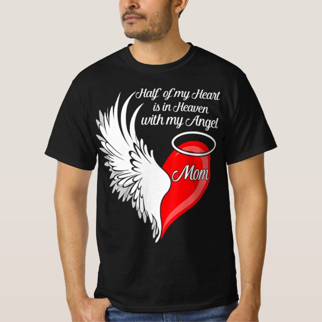 T-shirt Maman Moitié Mon Coeur Est Au Ciel Avec Mon Ange (Devant)