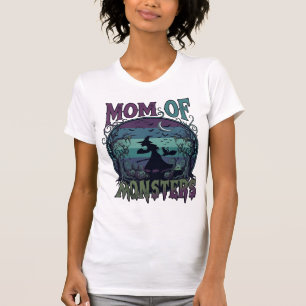 T-shirt Maman Monstres Halloween Sorcière Lune Citrouilles