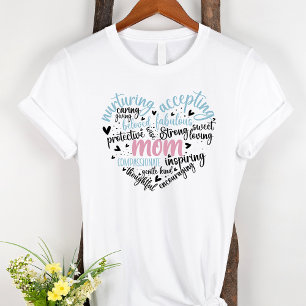 T-shirt Maman Mot Cloud Bleu et Coeur rose