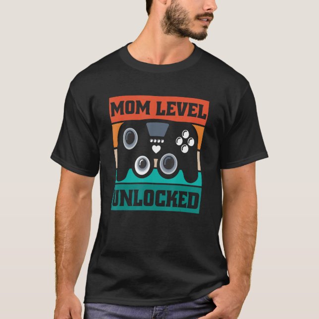T-shirt Maman Niveau Déverrouillé Nouveau Bébé Retro Jeu G (Devant)