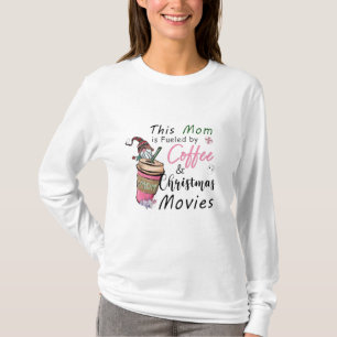 T-shirt Maman nourrie par le café et les films de Noël
