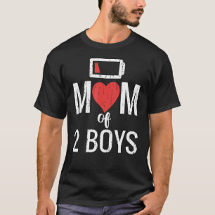 T-shirt Maman Of 2 Boys Anniversaire frères jumeaux Fête d