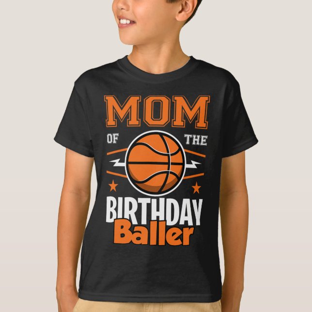 T-shirt Maman Of Birthday Byller Bysketbyll Big Fan Birt (Devant)