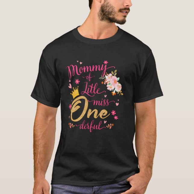 T-shirt Maman Of Little Ms One Derful Party Pink-Gold 1ère (Devant)