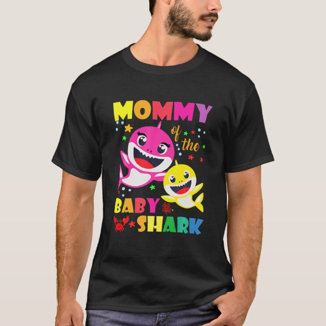 T-shirt Maman Of The Baby Shark Birthday Maman Shark (Devant)