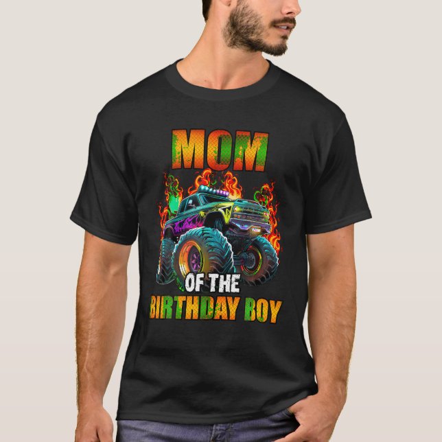 T-shirt Maman of the Birthday Boy Monster Truck Birthday P (Devant)