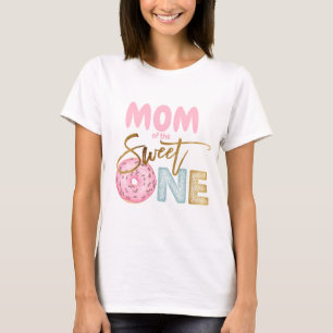 T-shirt Maman of the Sweet One 1st Birthday Donut Thème mi