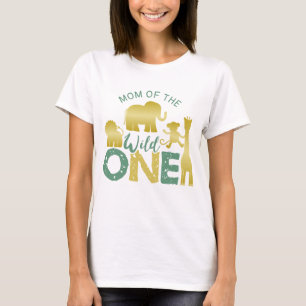 T-shirt Maman of the Wild One Safari 1er Anniversaire Gold