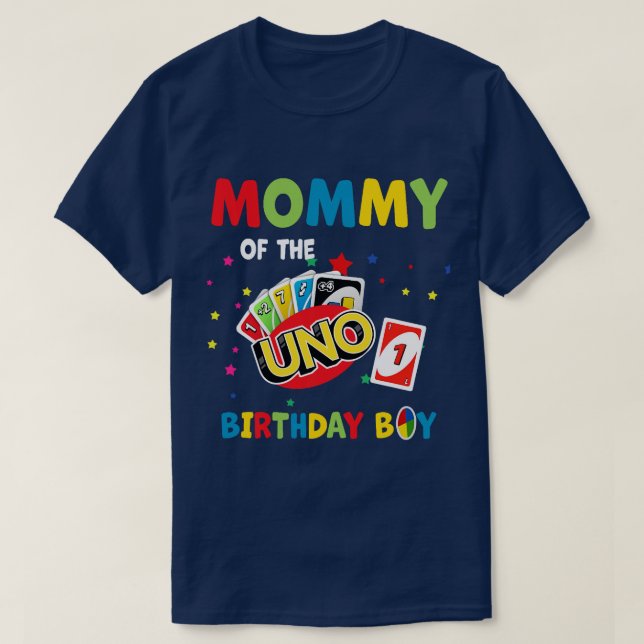 T-shirt Maman Of Uno Birthday Boy Uno Birthday Boy gi (Design devant)