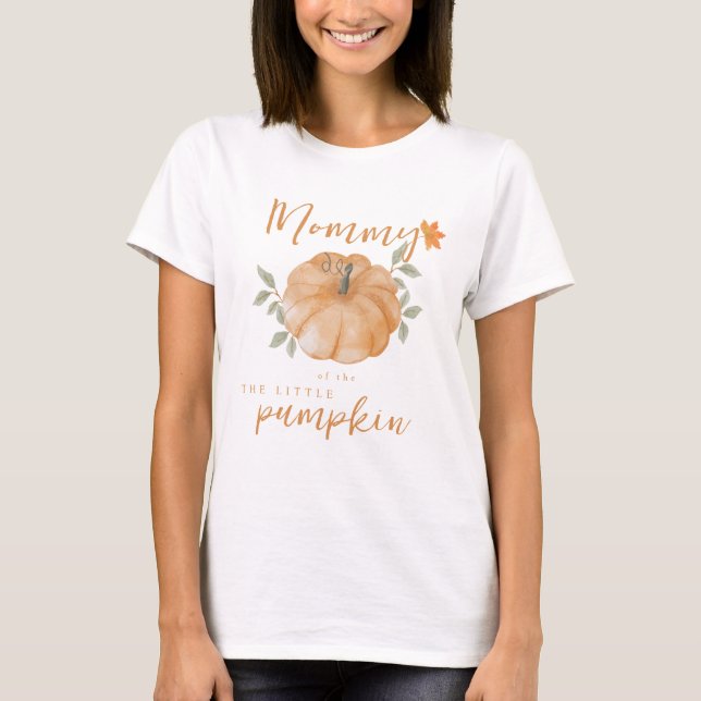 T-shirt Maman Orange Petit Citrouille Baby shower d'automn (Devant)