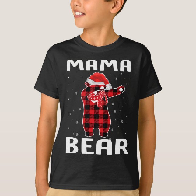 T-shirt Maman Ours Dabbing Pajama de Noël avec chapeau de  (Devant)