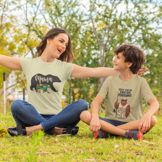 T-shirt Maman ours en peluche autiste avec ourson