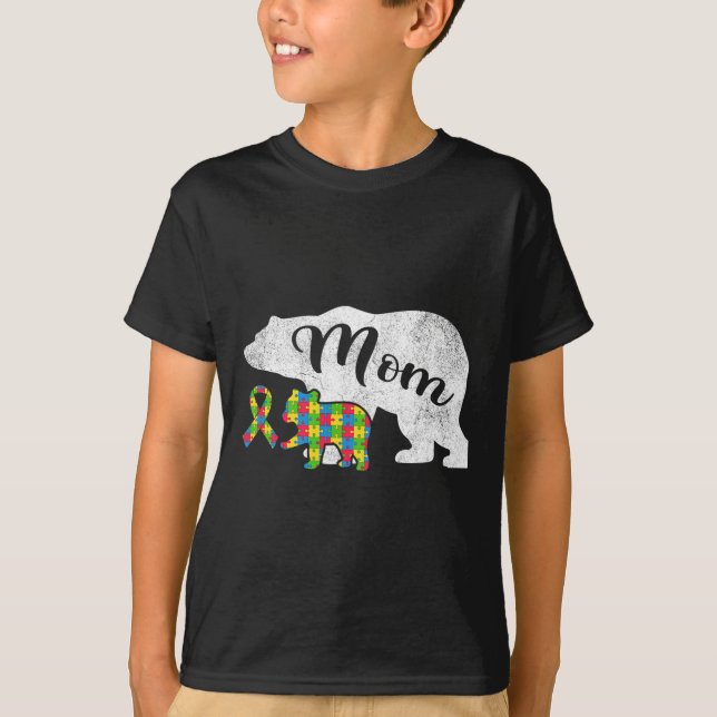 T-shirt Maman ours en peluche fun autism  (Devant)