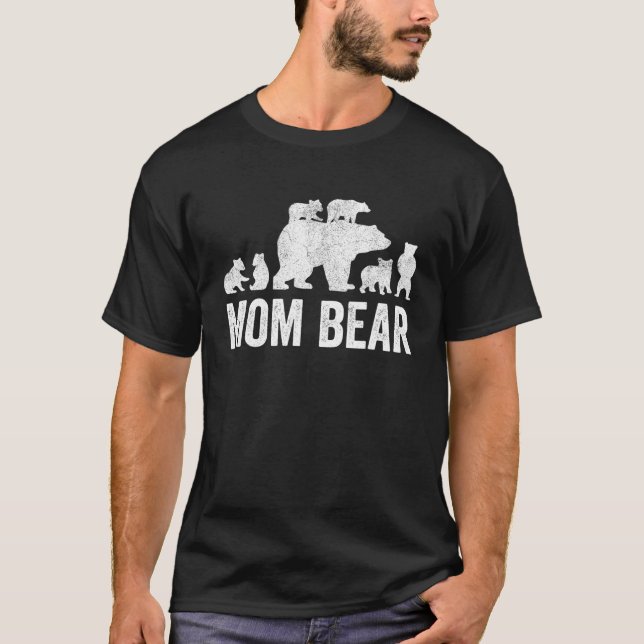 T-shirt Maman Ours Fête Des Mères S, Amusante Mère Six Enf (Devant)