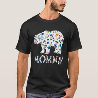 T-shirt Maman Ours Floral Correspondant Famille Fleur