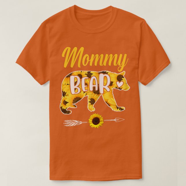 T-shirt Maman Ours Tournesol Mère Père Famille (Design devant)