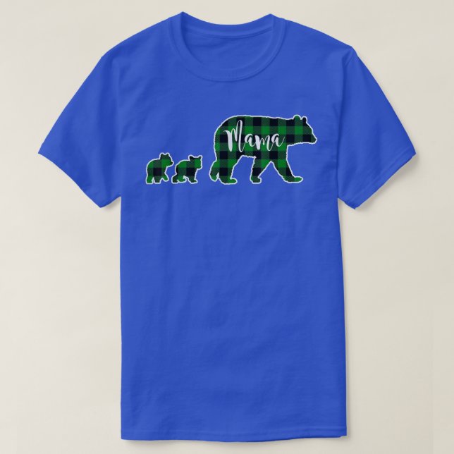 T-shirt Maman Ourse avec deux 2 oursons Noir Vert Buffalo  (Design devant)