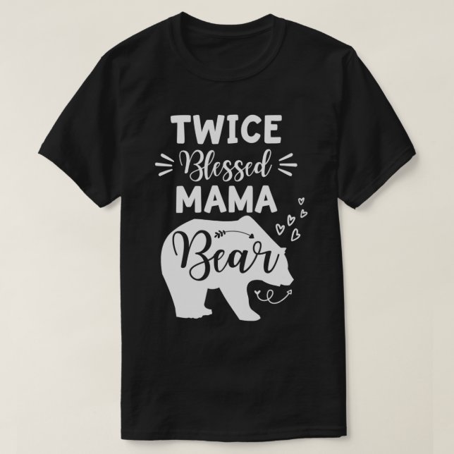 T-shirt Maman Ourse Deux Fois Bénie Cœur et Flèche Maman a (Design devant)