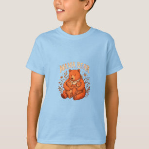 T-shirt Maman Ourse Mignonne avec Illustration de Petits O