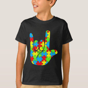 T-shirt Maman Papa Autisme Langue des Signes Amour Langue 