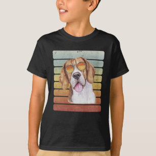 T-shirt Maman Papa Beagle Rétro Vintage Coucher de Soleil