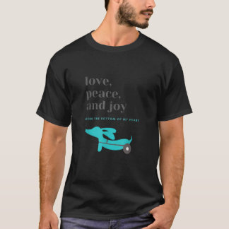 T-shirt Maman Papa Chien Dachshund Noël Amour Paix et Joie