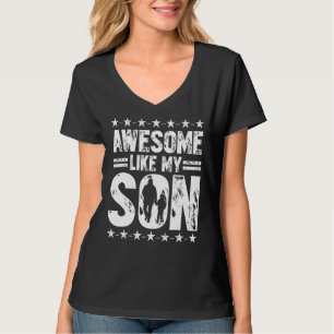T-shirt Maman Papa Cite Awesome Comme Mon Fils Joyeux Père