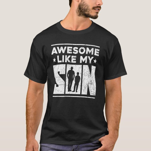 T-shirt Maman Papa Cite Awesome Comme Mon Fils Joyeux Père (Devant)
