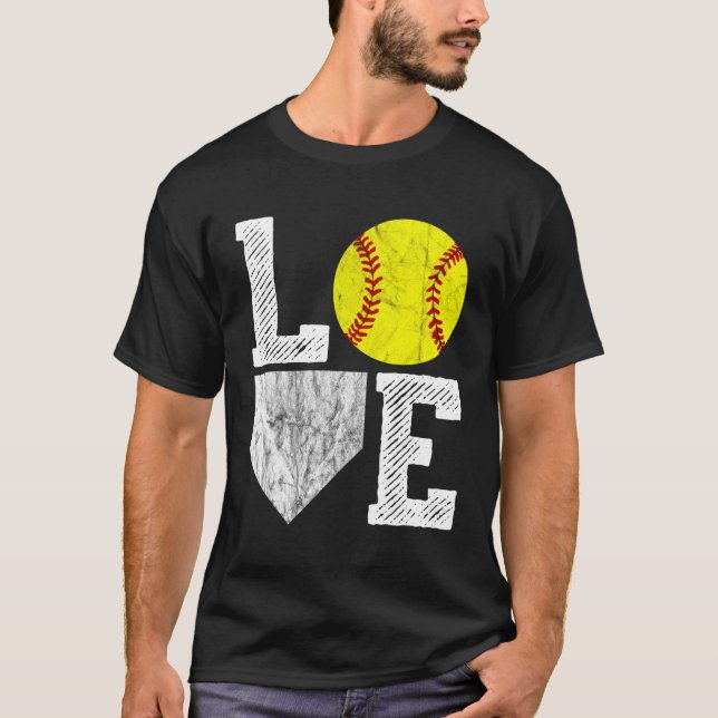 T-shirt Maman Papa de Softball Amour (Devant)