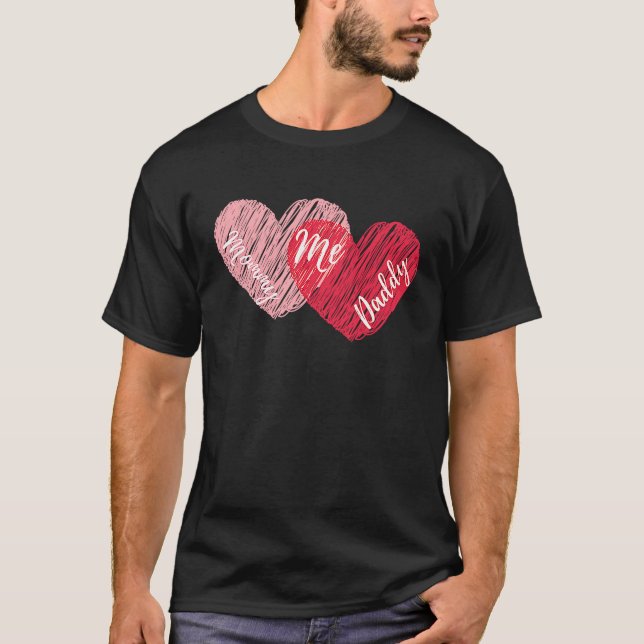 T-shirt Maman papa et moi Coeurs mignons Saint Valentin (Devant)