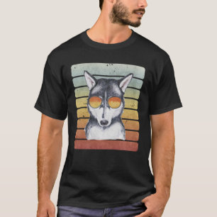T-shirt Maman Papa Husky Sibérien Rétro Vintage Coucher de