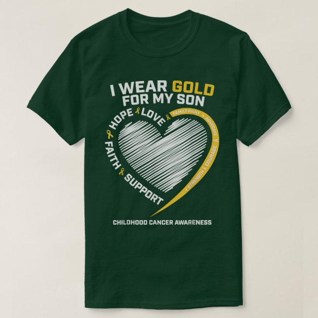 T-shirt Maman Papa I Wear Gold For My Son Childhood Cancer (Design devant)