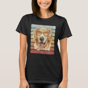 T-shirt Maman Papa Retriever Doré Coucher de Soleil Rétro