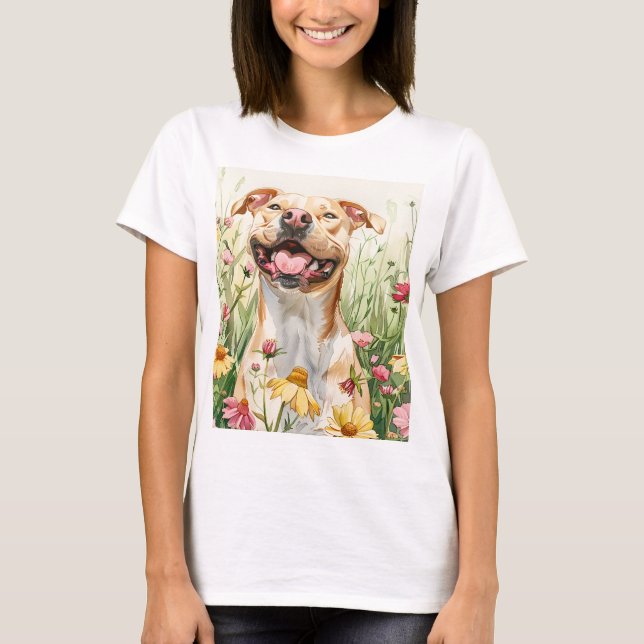 T-shirt maman Pit Bull – Aquarelle (Devant)