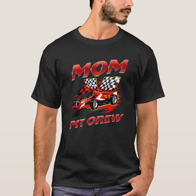 T-shirt Maman Pit Crew Course Voiture Anniversaire Fête Co (Devant)
