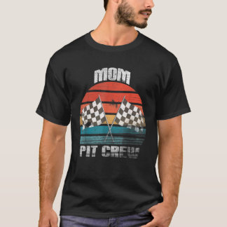 T-shirt Maman Pit Crew Race Car Chekered Drapeau Vintage R