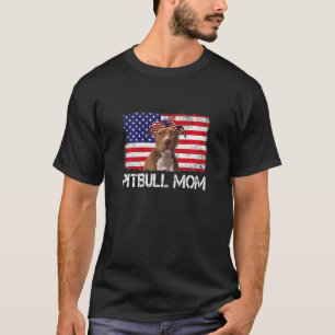 T-shirt Maman Pitbull Féminin Drapeau Américain 4 Juillet